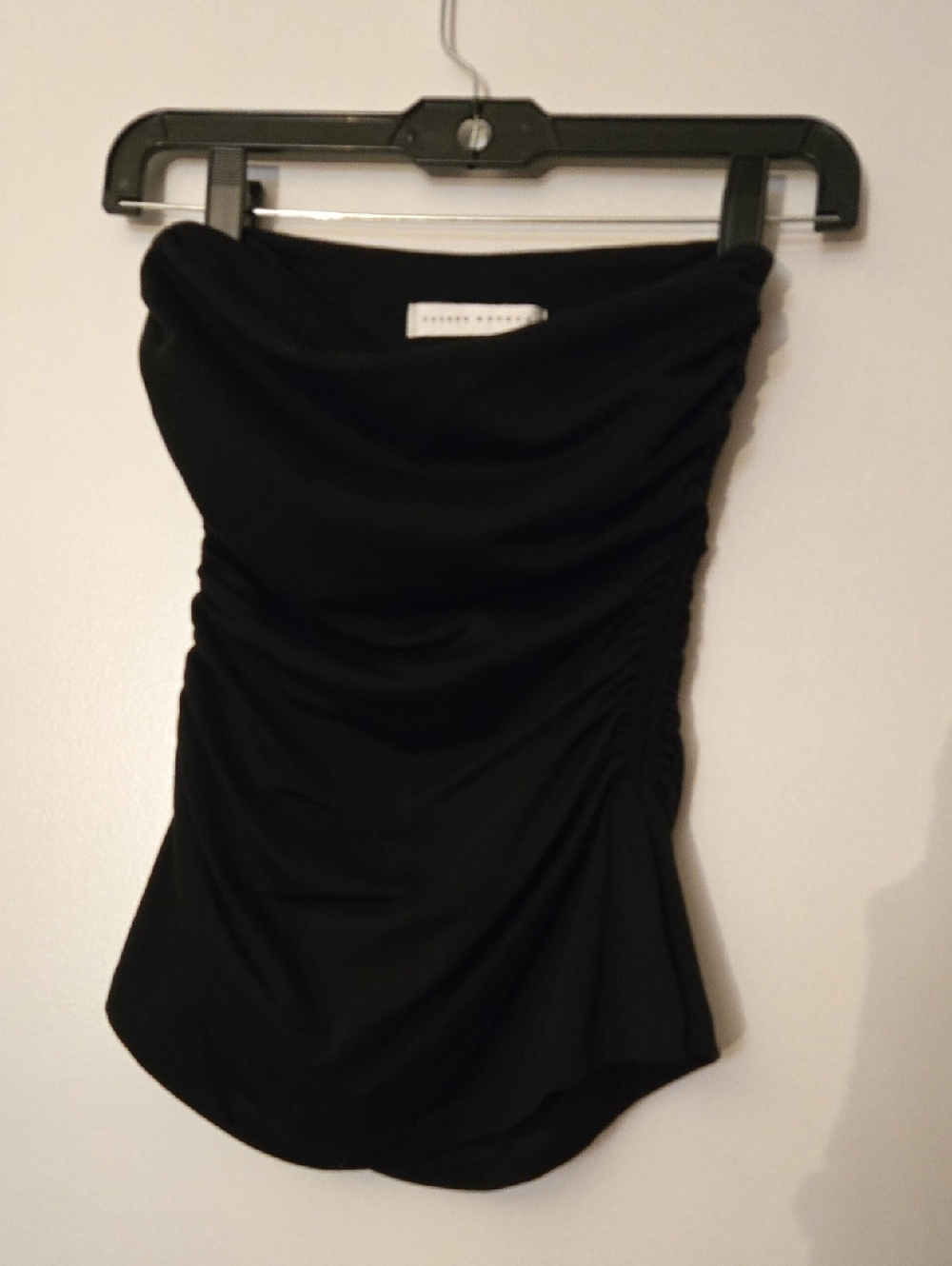 Susana Monaco Black Strapless Side Cinch Strechy Top Size S